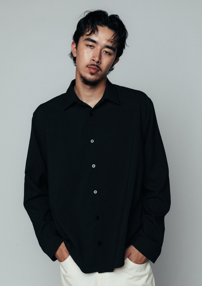 Japanese Seersucker Oxford (Black)